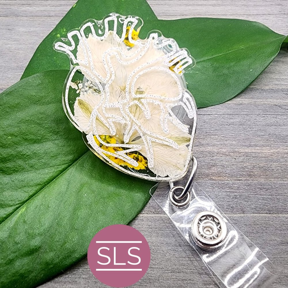 Handmade Fresh Floral Heart Badge Reel-Flower Badge Reels